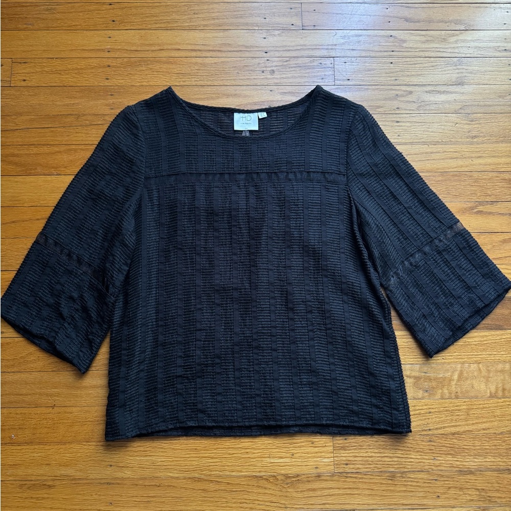 HD in Paris Black Textured Short Sleeve Tunic